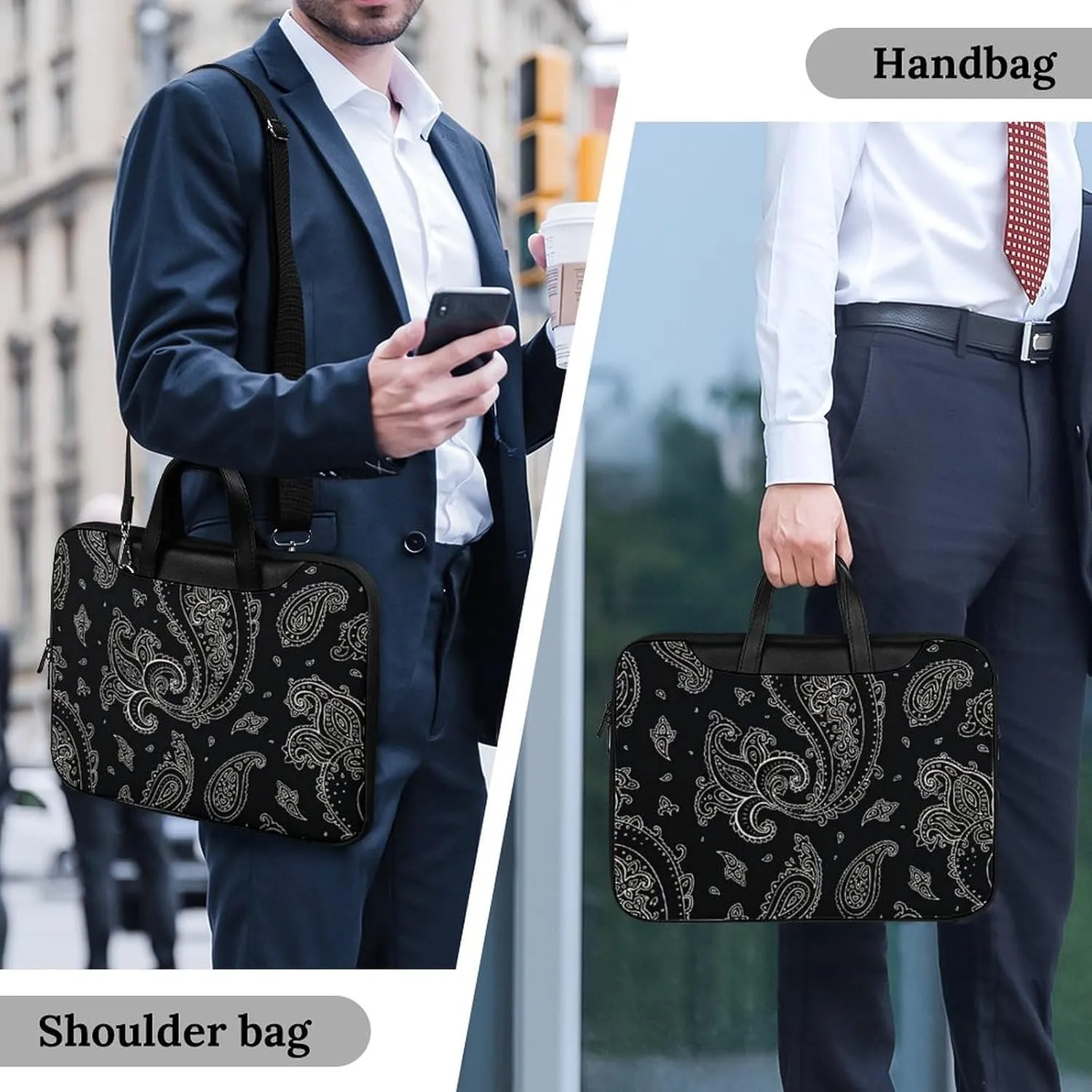 Cartoon Mushrooms Portable Leather Laptop Bag