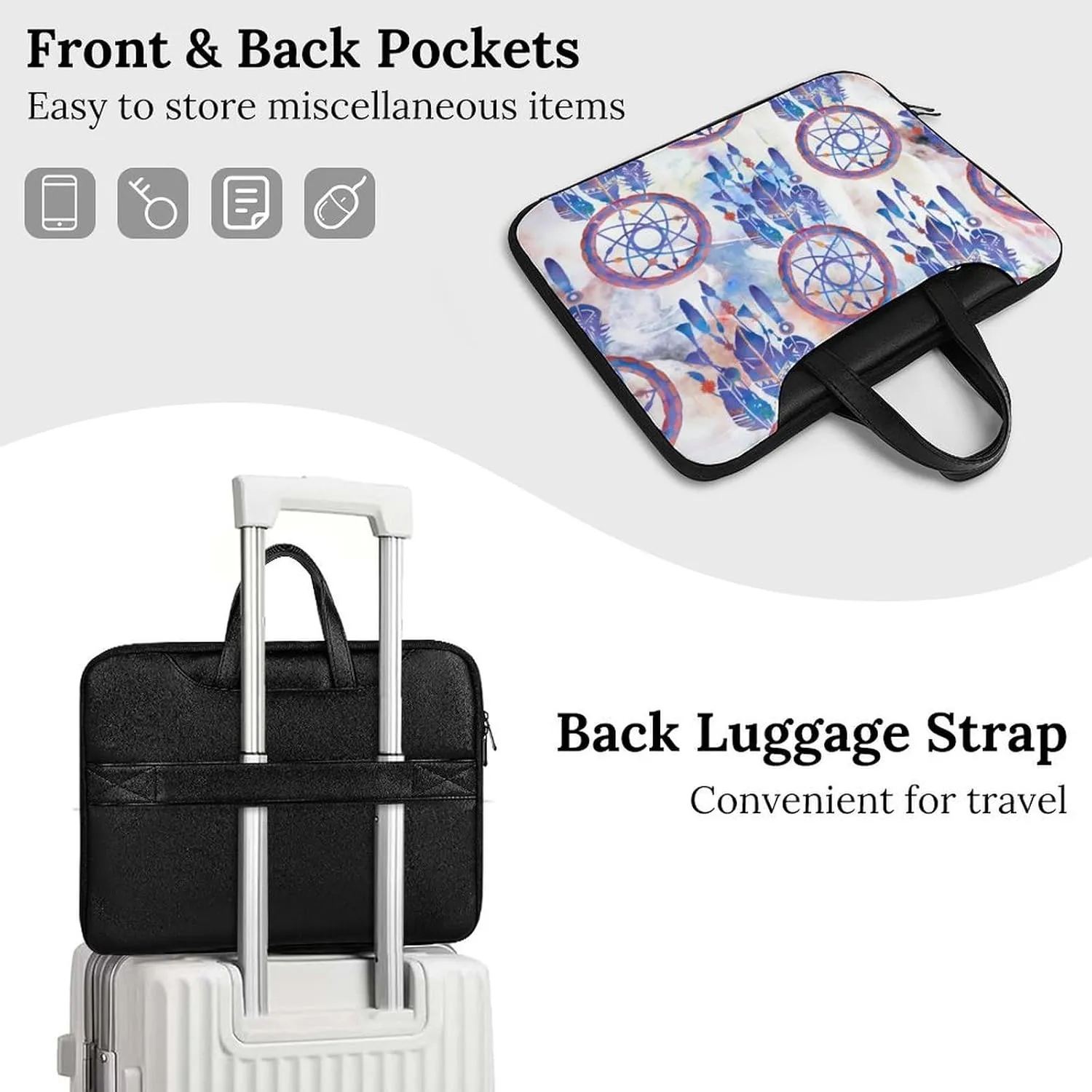 Cartoon Mushrooms Portable Leather Laptop Bag