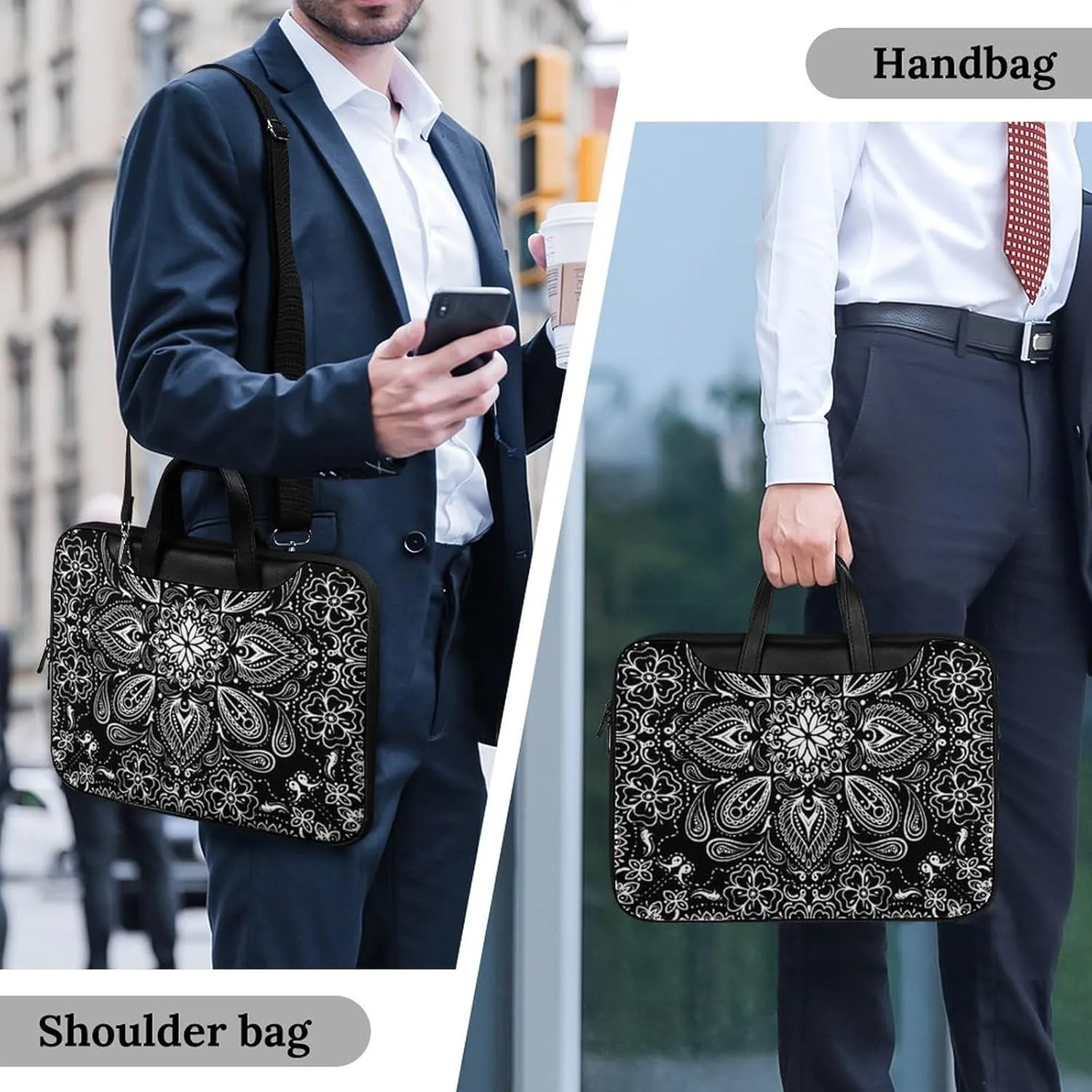 Cartoon Mushrooms Portable Leather Laptop Bag