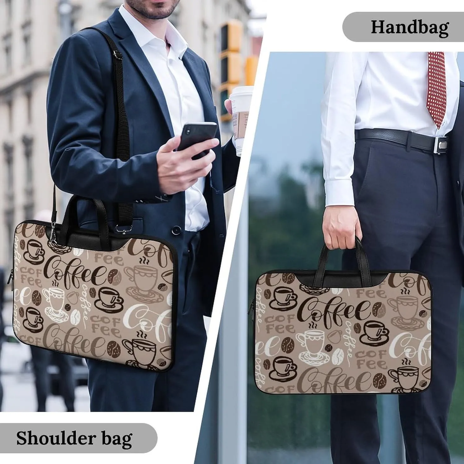 Cartoon Mushrooms Portable Leather Laptop Bag