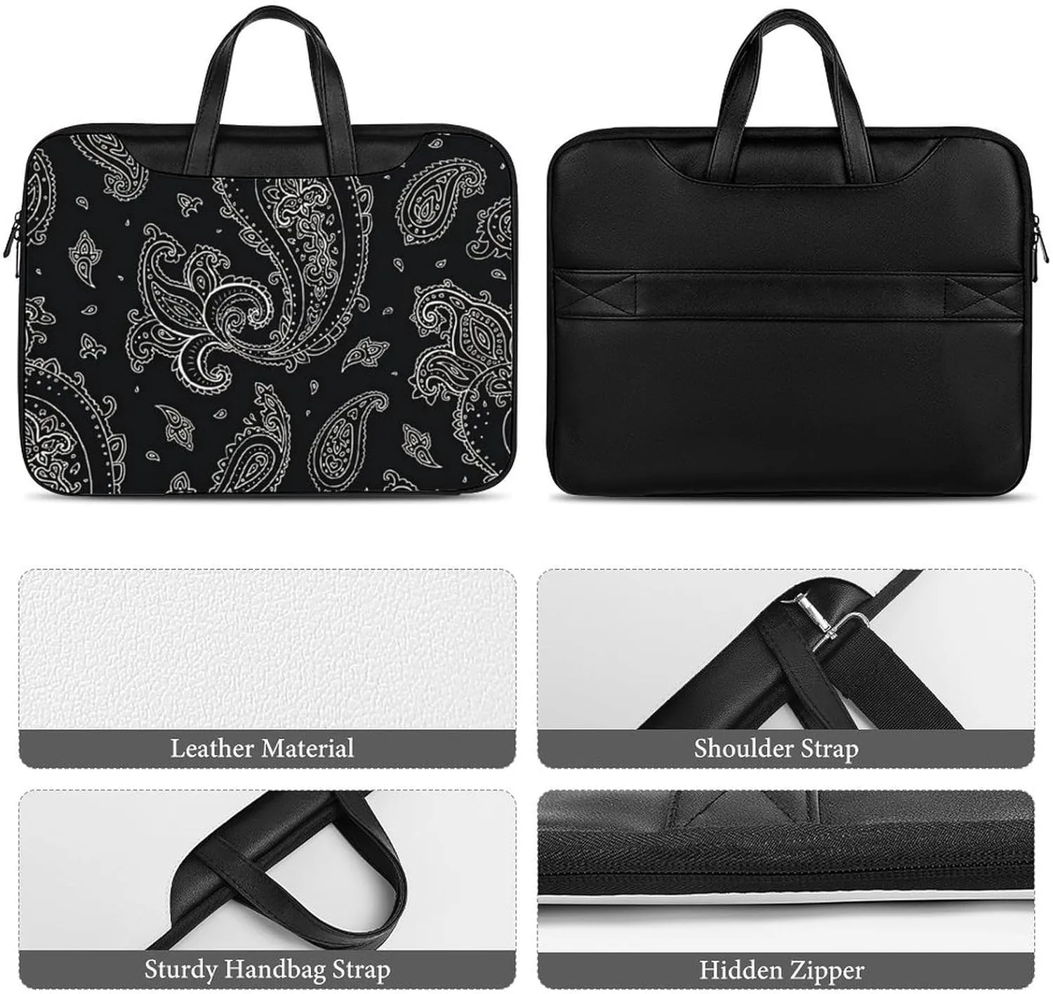 Cartoon Mushrooms Portable Leather Laptop Bag
