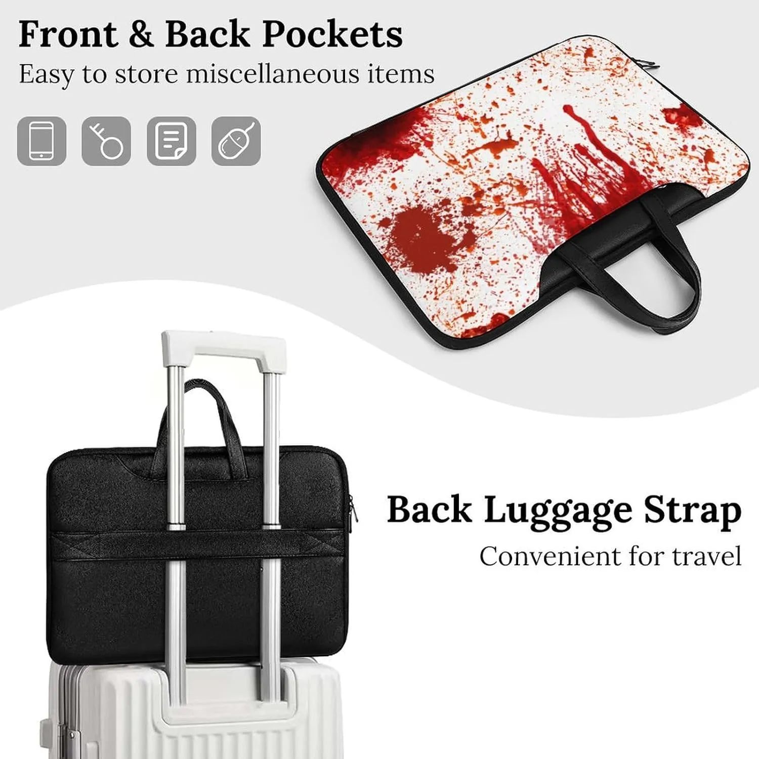 Cartoon Mushrooms Portable Leather Laptop Bag