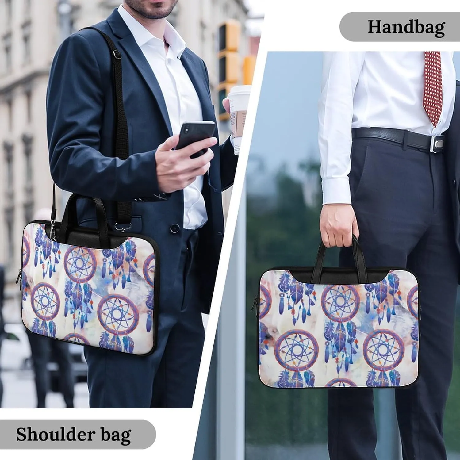 Cartoon Mushrooms Portable Leather Laptop Bag
