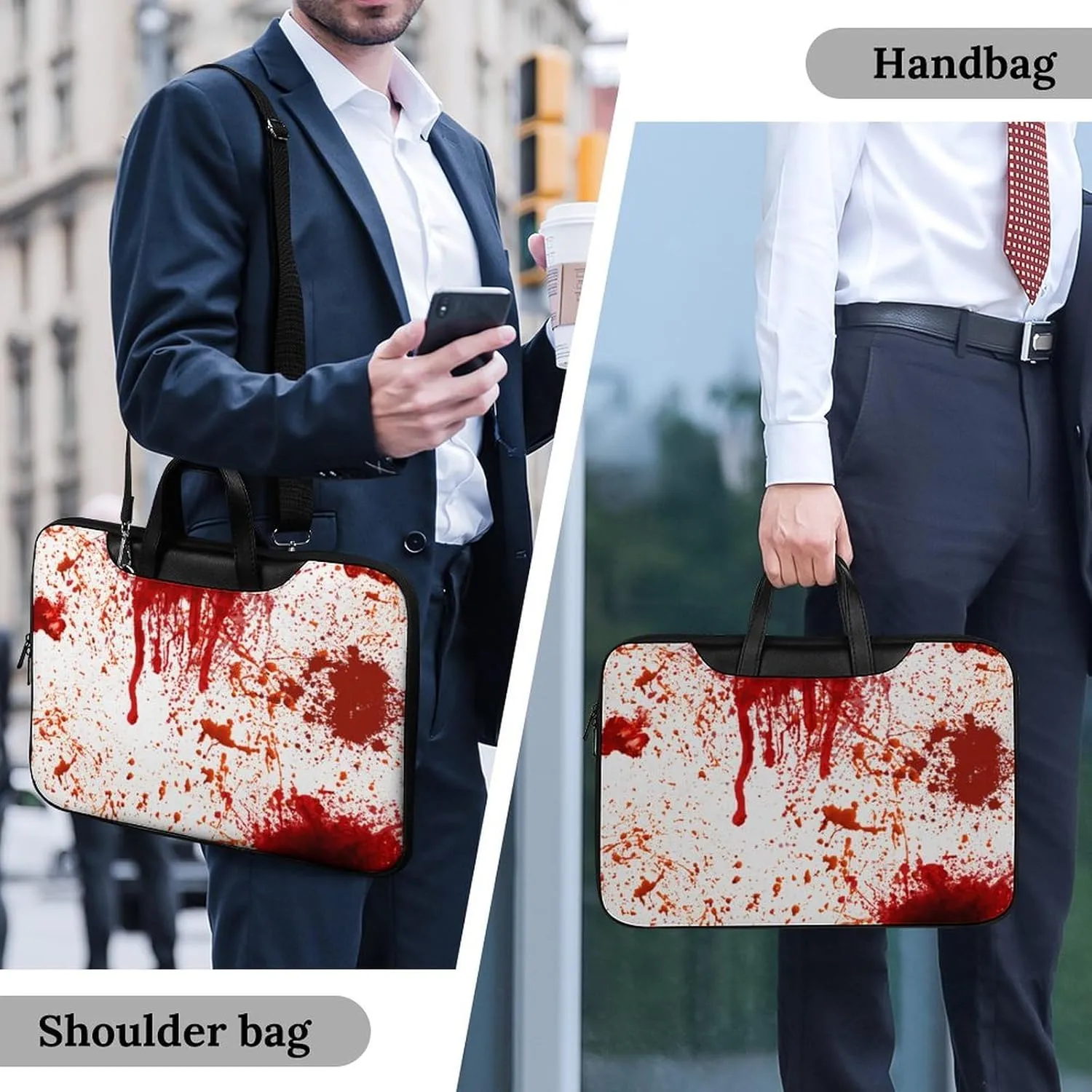 Cartoon Mushrooms Portable Leather Laptop Bag