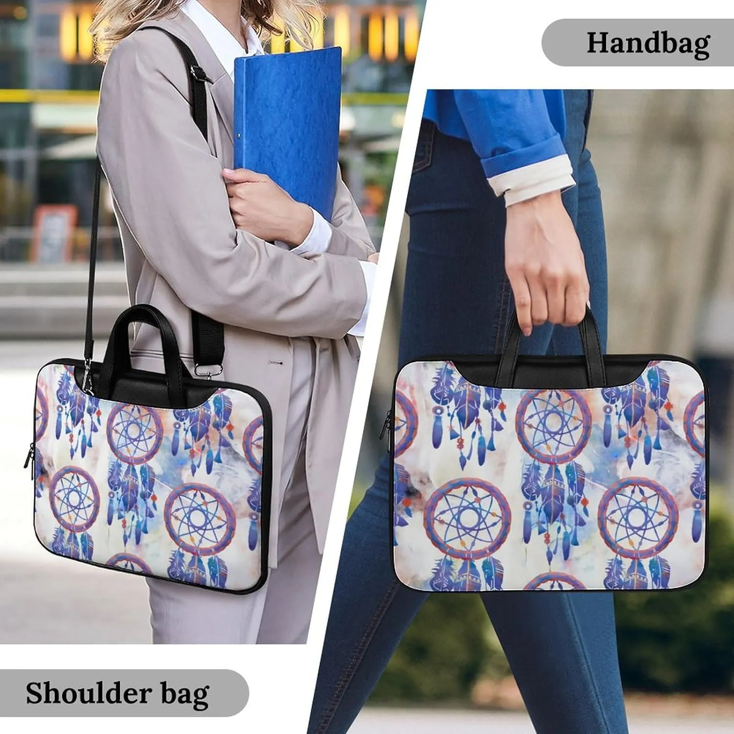 Cartoon Mushrooms Portable Leather Laptop Bag