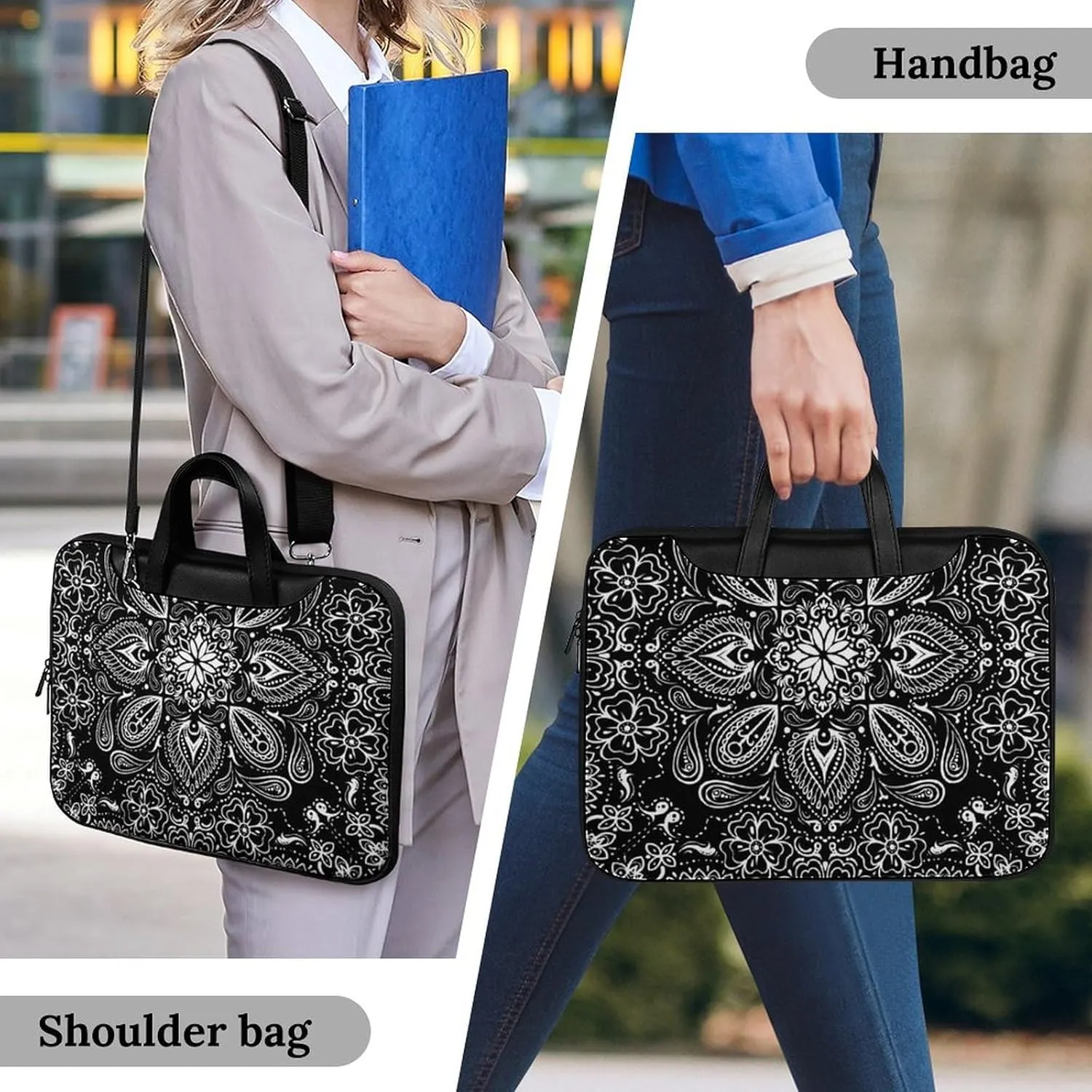 Cartoon Mushrooms Portable Leather Laptop Bag