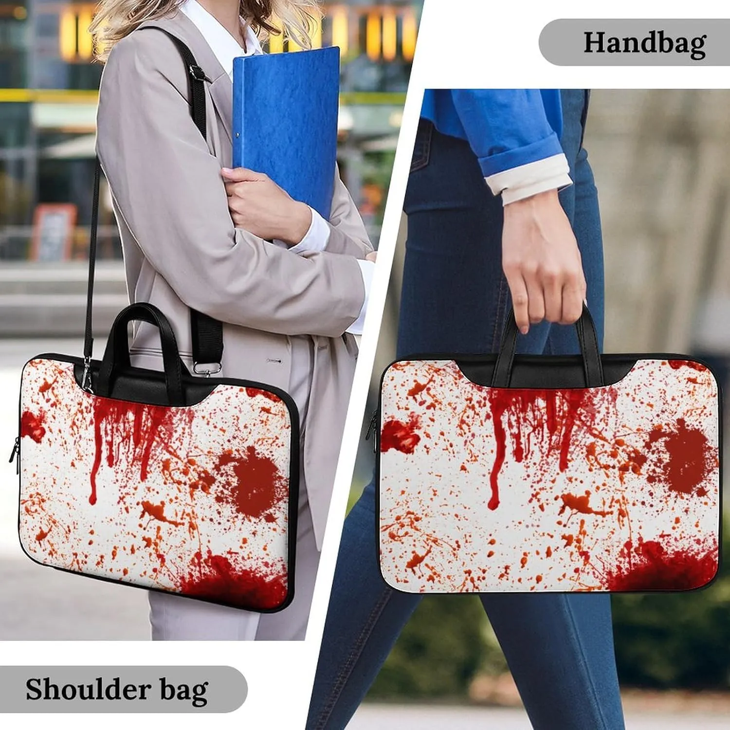 Cartoon Mushrooms Portable Leather Laptop Bag
