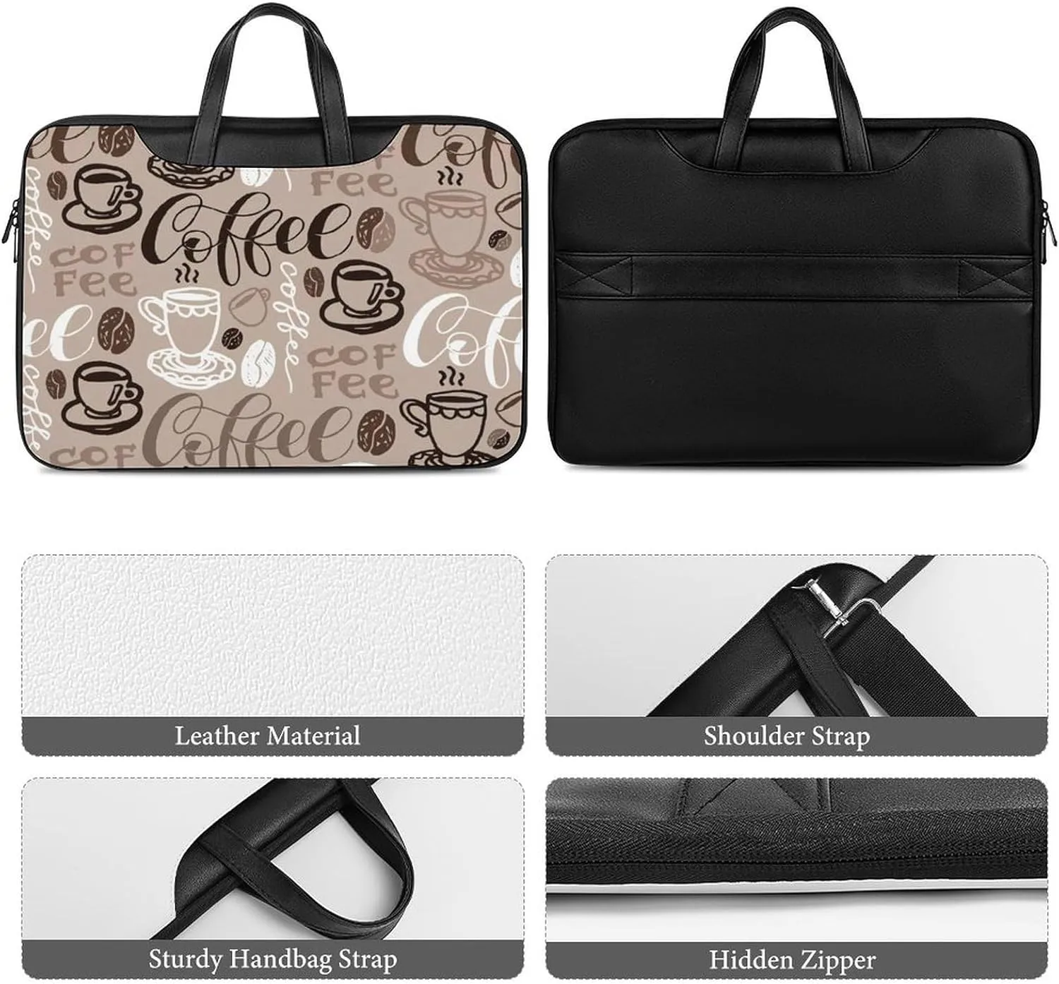 Cartoon Mushrooms Portable Leather Laptop Bag