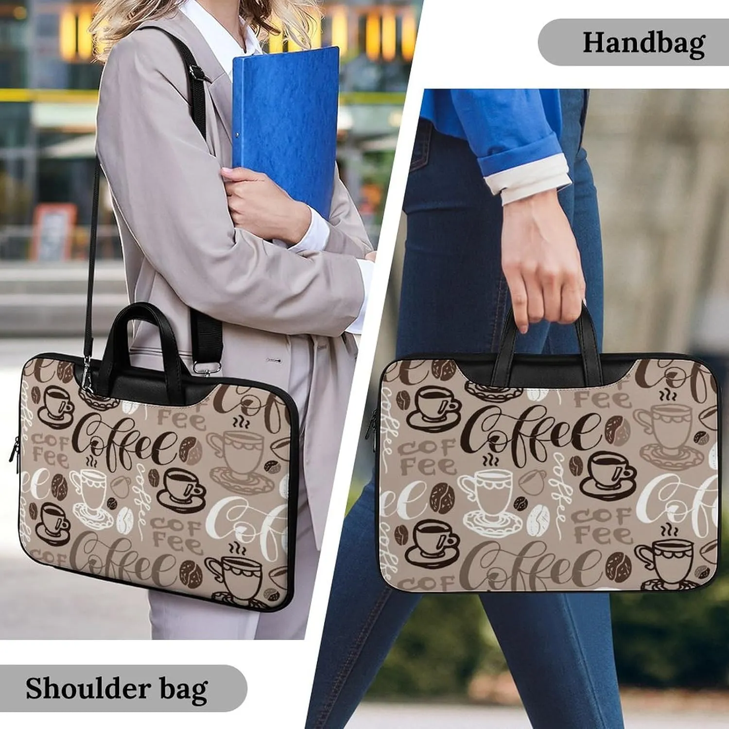 Cartoon Mushrooms Portable Leather Laptop Bag