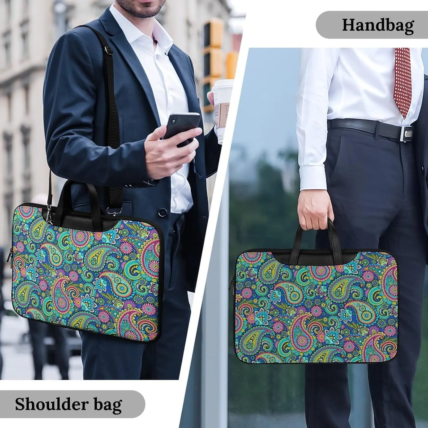 Cartoon Mushrooms Portable Leather Laptop Bag
