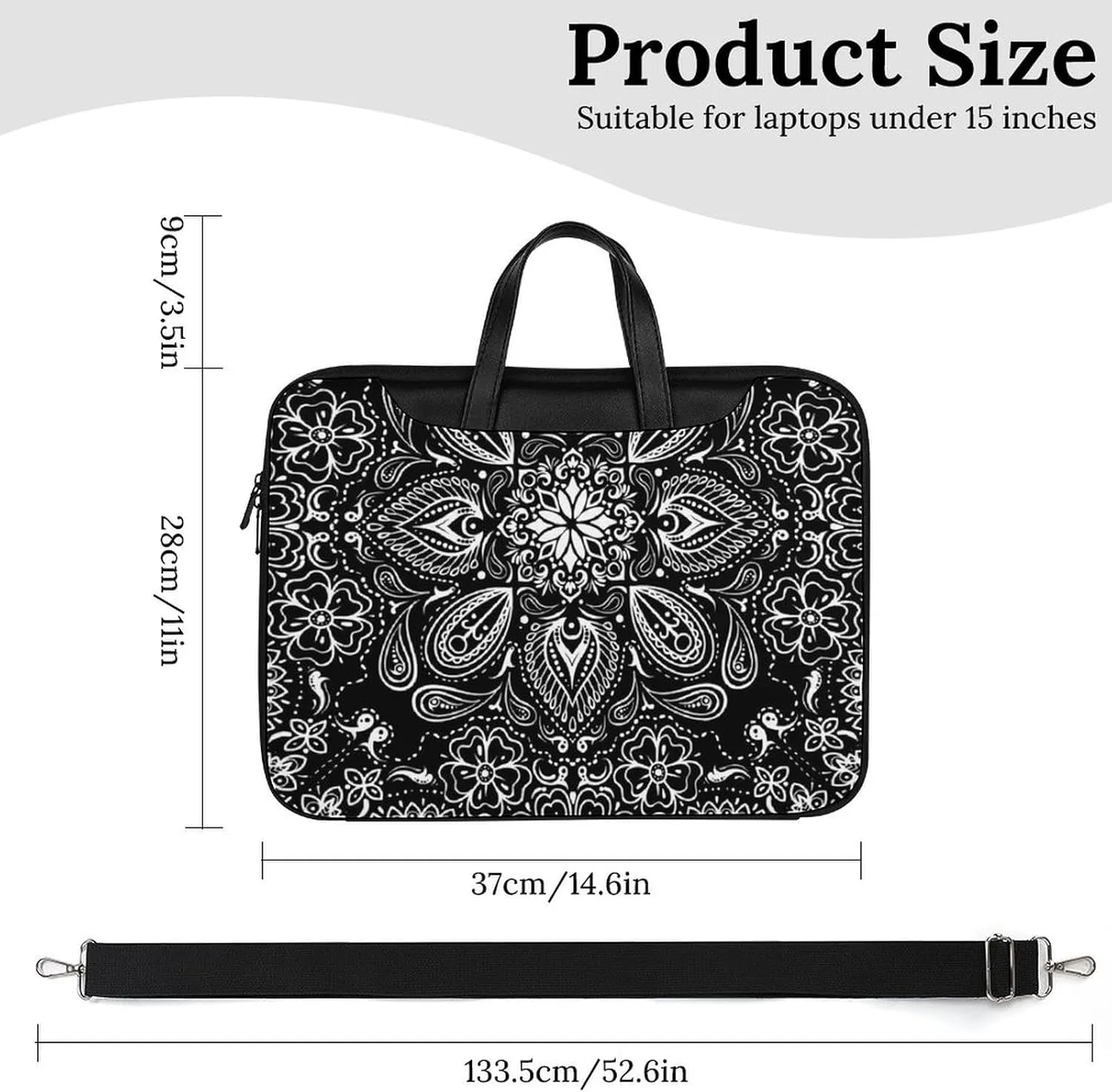 Cartoon Mushrooms Portable Leather Laptop Bag
