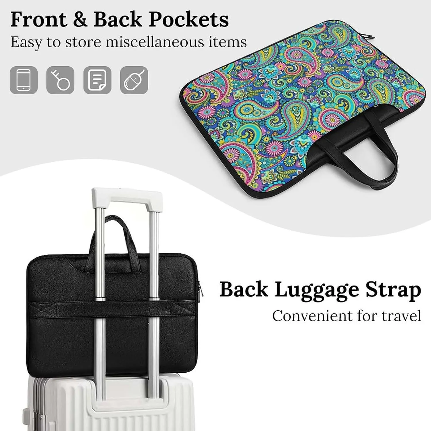 Cartoon Mushrooms Portable Leather Laptop Bag