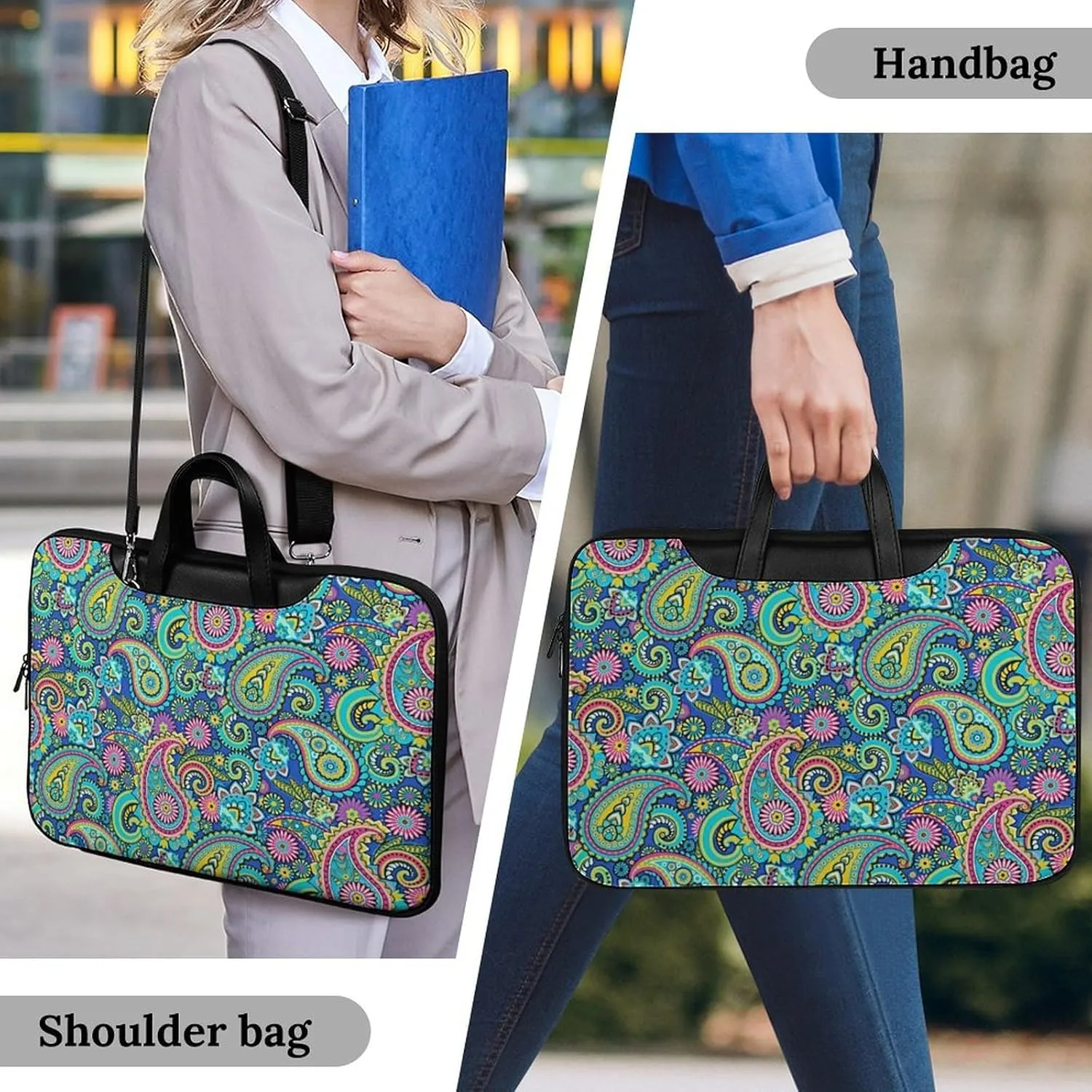Cartoon Mushrooms Portable Leather Laptop Bag