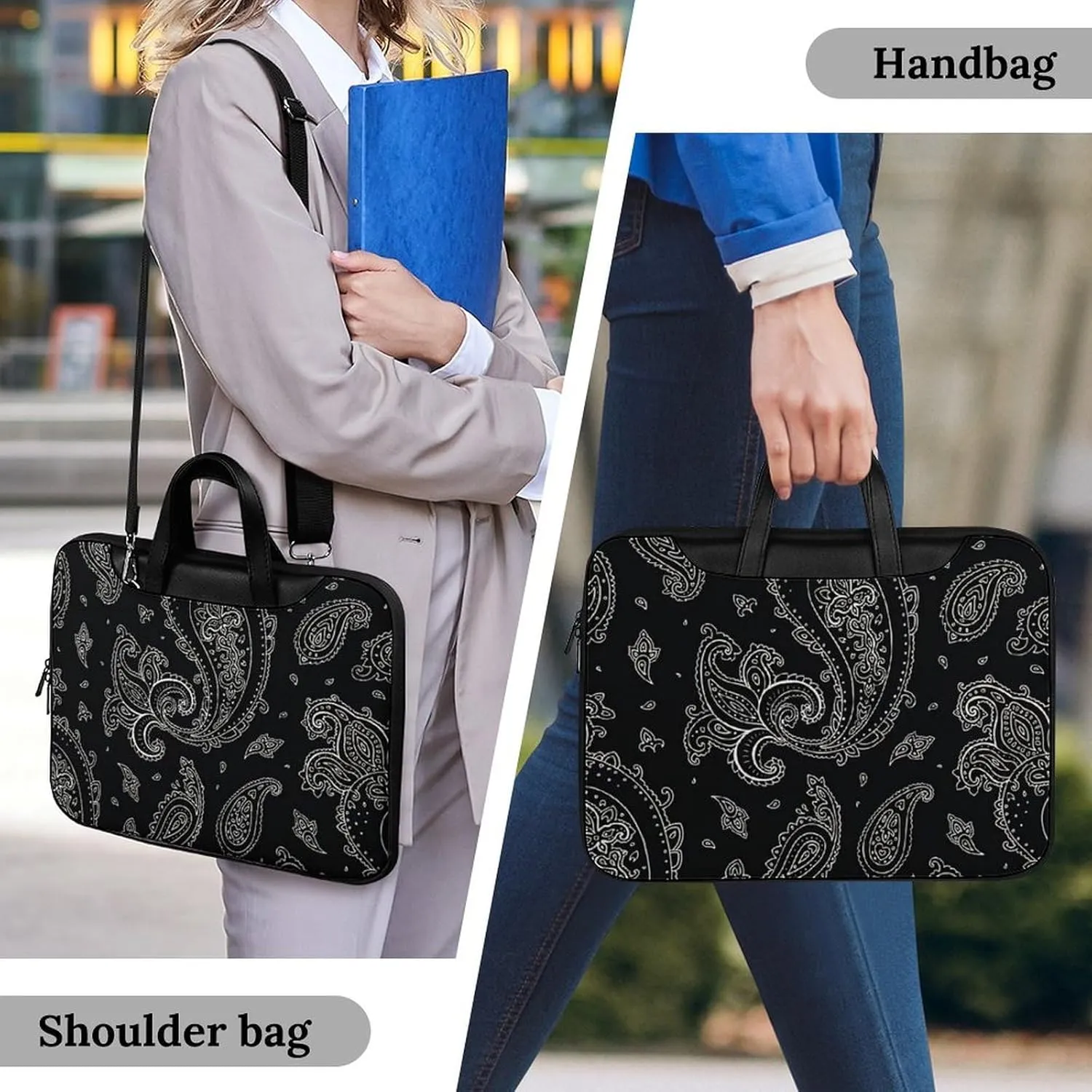 Cartoon Mushrooms Portable Leather Laptop Bag