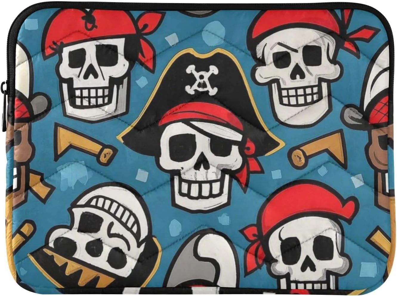 Cartoon White Pirate Skull Laptop Sleeve Case 15-16 Inch Concise Computer Bag for Travel Business