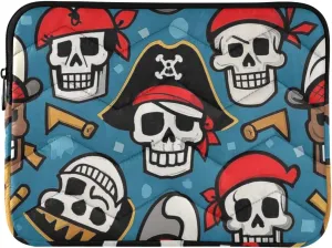Cartoon White Pirate Skull Laptop Sleeve Case 15-16 Inch Concise Computer Bag for Travel Business