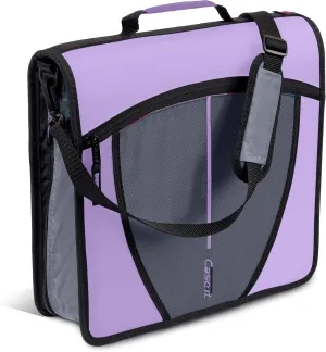 Case-it The Mighty Zip Tab Zipper Binder - 3 Inch O-Rings - 5 Color Tab Expanding File Folder - Multiple Pockets - 600 Sheet Capacity - Comes with Shoulder Strap - Lavender D-146