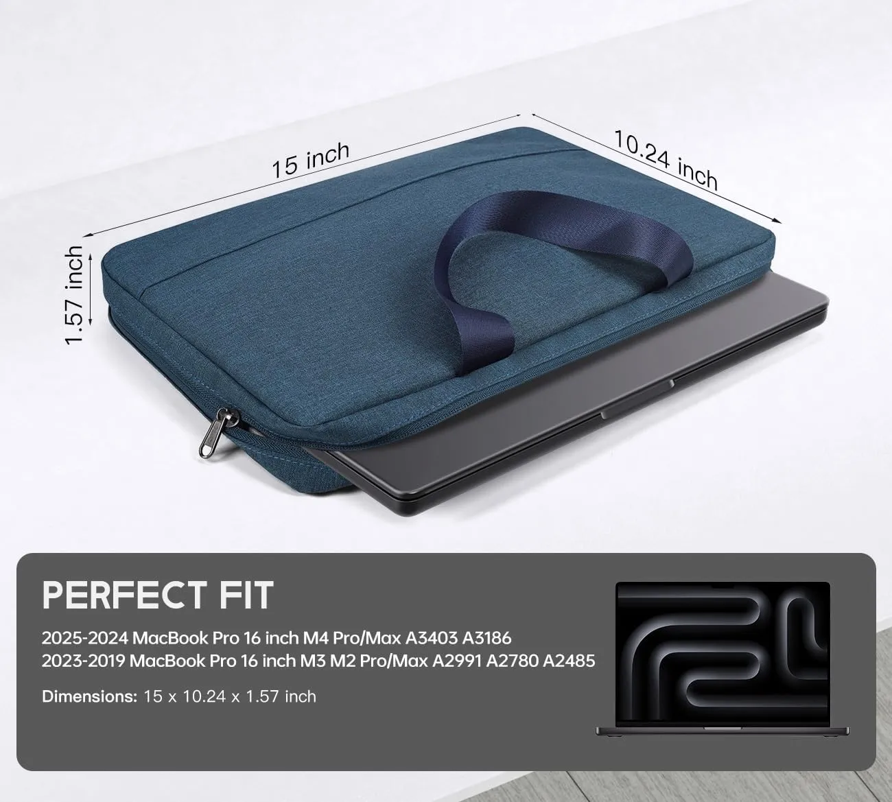 CaseBuy 16 inch MacBook Case,TSA Laptop Sleeve for 2025 2024 2023 MacBook Pro 16 inch M4 M3 M2 Pro/Max A3403 A3186 A2991 A2780 A2485, Water-Resistant Carrying Bag Cover w/Accessory Pocket