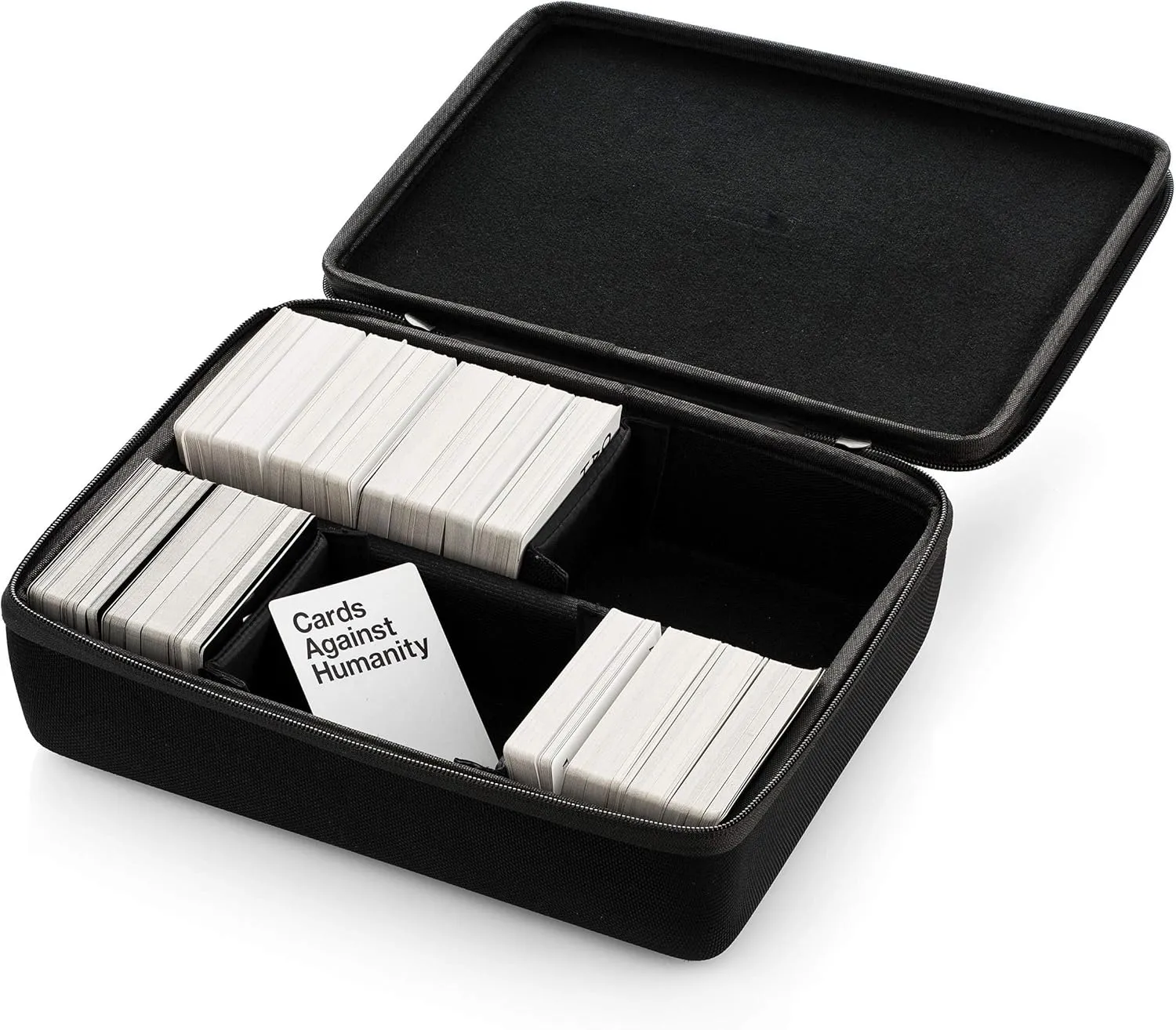 caseling Card Game Case. Fits Cards Against Humanity Card Game. Fits up to 1650 Cards. Includes 6 Moveable Dividers. (Not for Sleeved Cards)