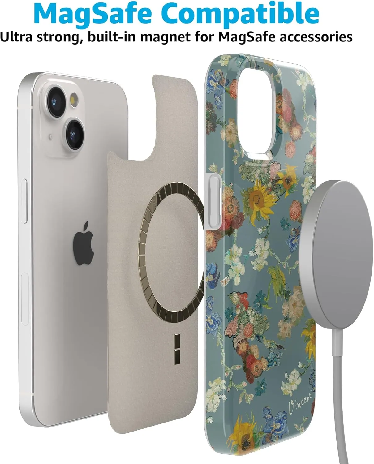Casely iPhone 14 Case | Van Gogh's Flowers | The Van Gogh Museum 50th Anniversary Classic Phone Case | Compatible with MagSafe