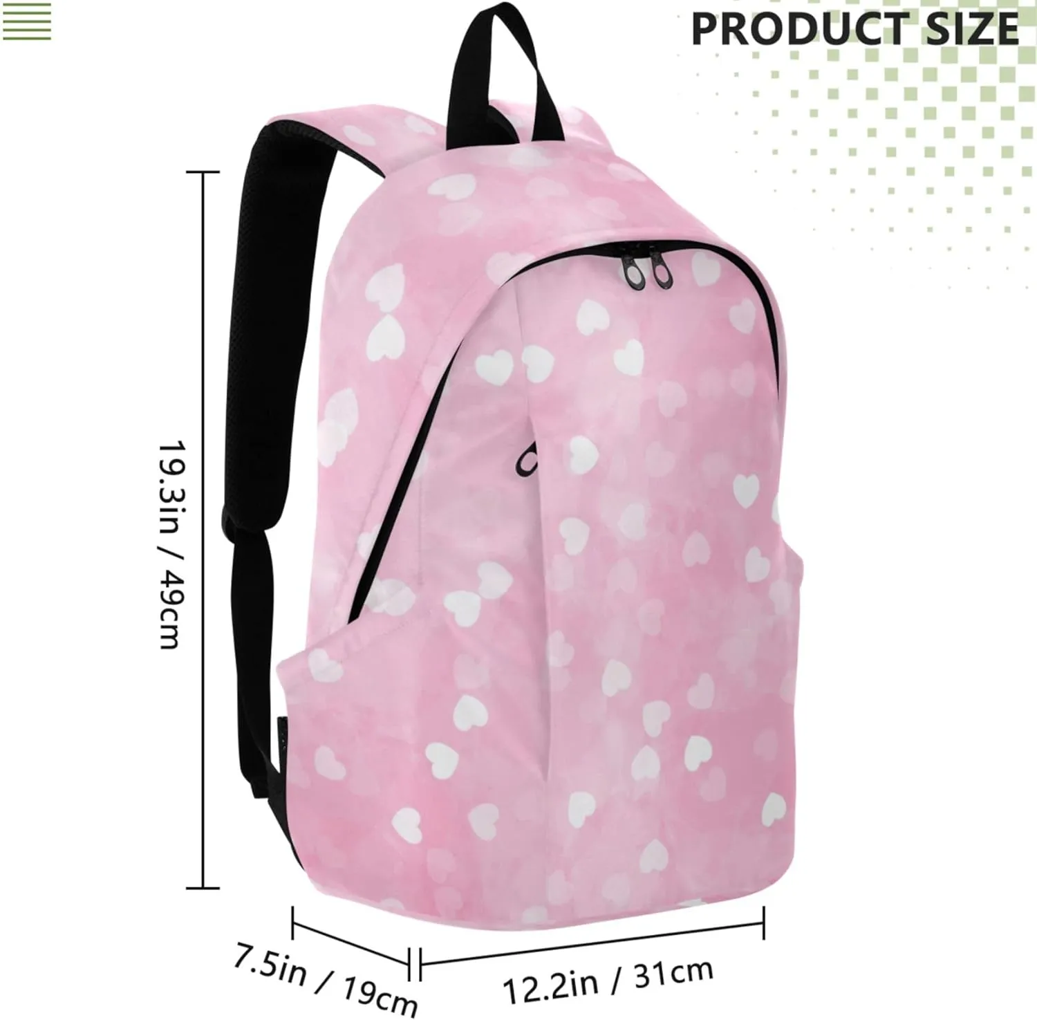 Casual Backpack for Men Women Hearts Cute Pink Valantine Waterproof Gifts College Cool Backpack