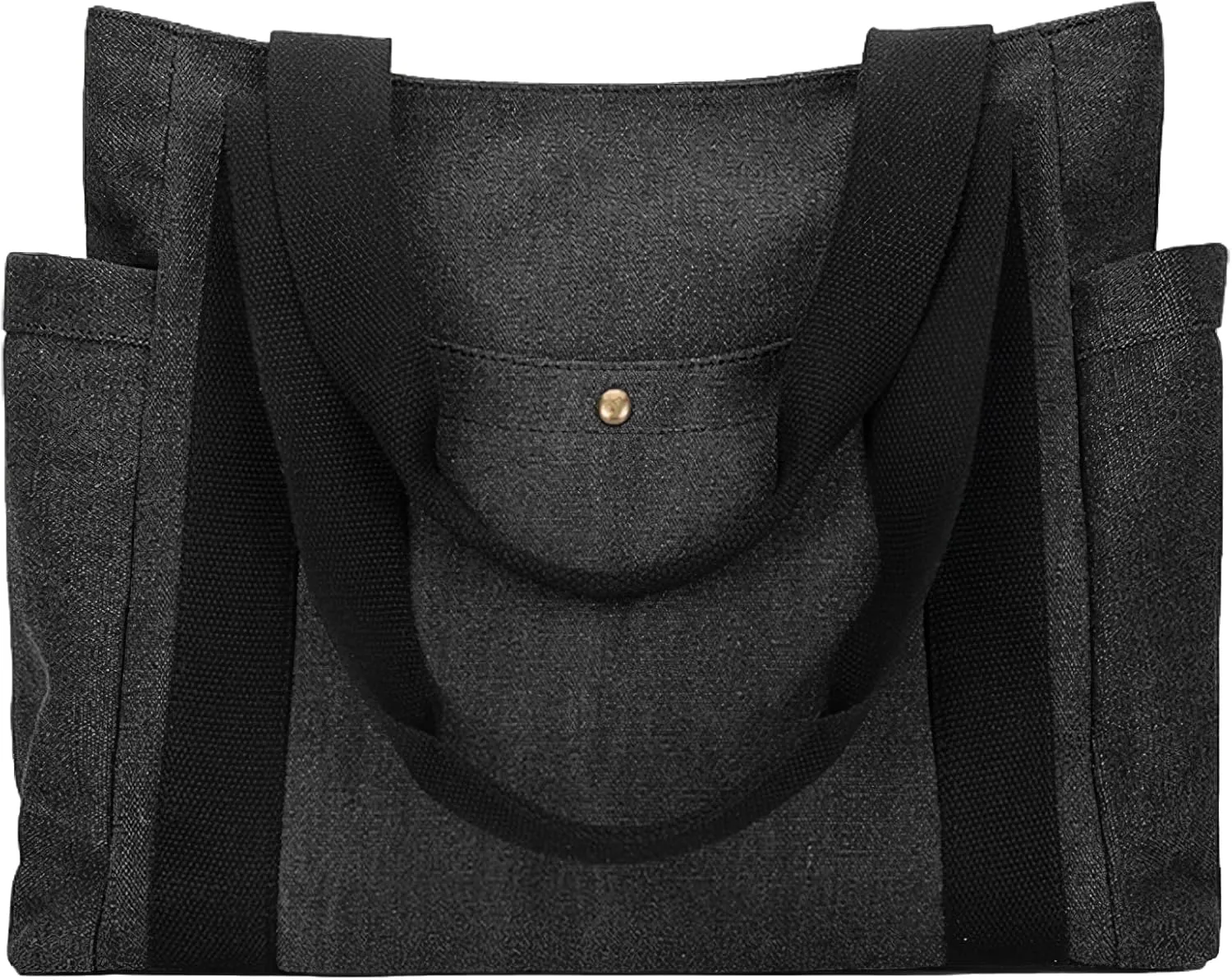 Casual Canvas Tote Bag Multiple Pockets Shoulder Bag Large Capacity Handbags Travel Beach Work Daily Essentials Purse