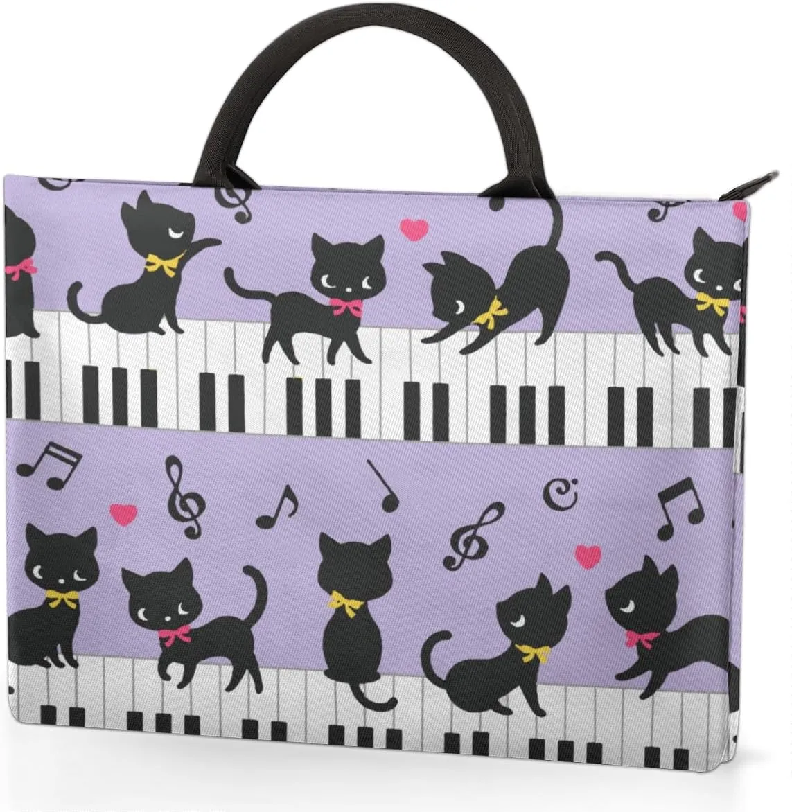 Cat Piano Music Laptop Sleeve Case 13 13.3 14 Inch Laptop Bag with Handle & Pockets Durable Notebook Computer Carrying Case for Men Women Multi-Color & Size Choices