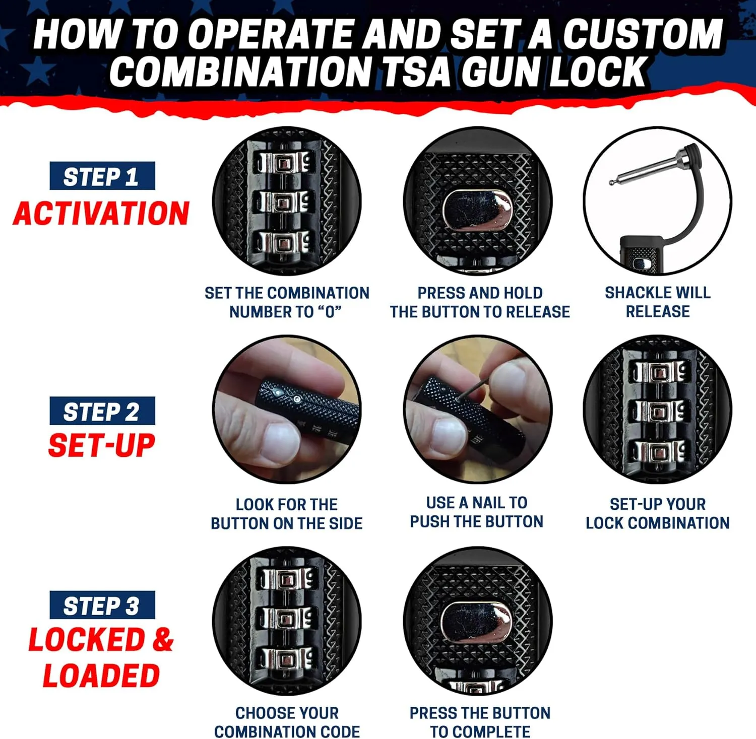 Cedar Mill TSA Approved Gun Case Lock – Durable, Cut-Resistant Security TSA Locks for Gun Case, Pistol Case, Revolver Gun Case or Firearms – Child-Safe Trigger Locks for Rifles and Shotguns