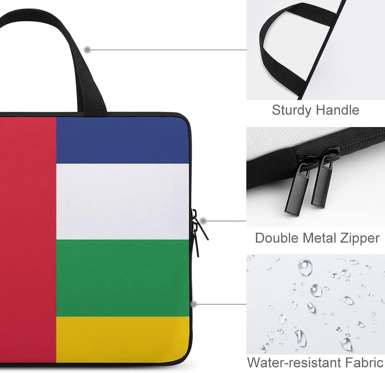 Central African Republic Flag Laptop Sleeve Bag Computer Carrying Case Laptops Protective Cover for Travel Business