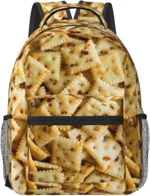Cheese Cracker Backpack Funny Food Laptop Bookbag Travel Daypack Lightweight Durable Bag For Women Men