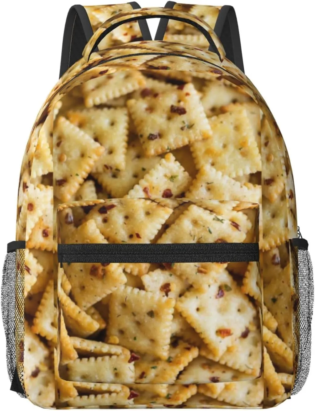 Cheese Cracker Backpack Funny Food Laptop Bookbag Travel Daypack Lightweight Durable Bag For Women Men