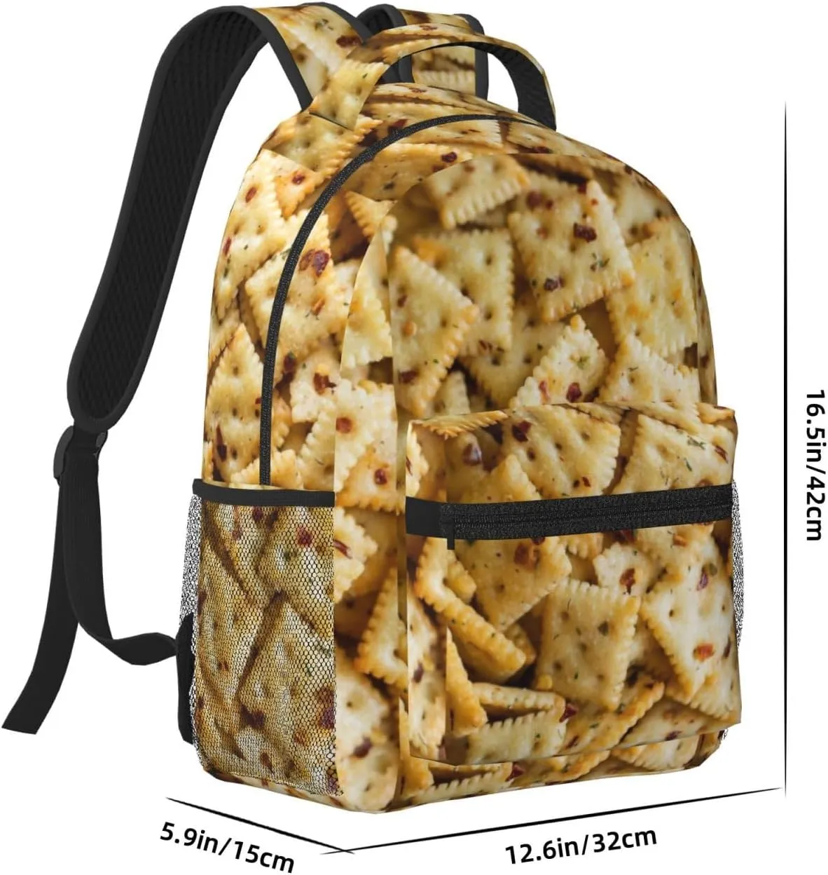 Cheese Cracker Backpack Funny Food Laptop Bookbag Travel Daypack Lightweight Durable Bag For Women Men