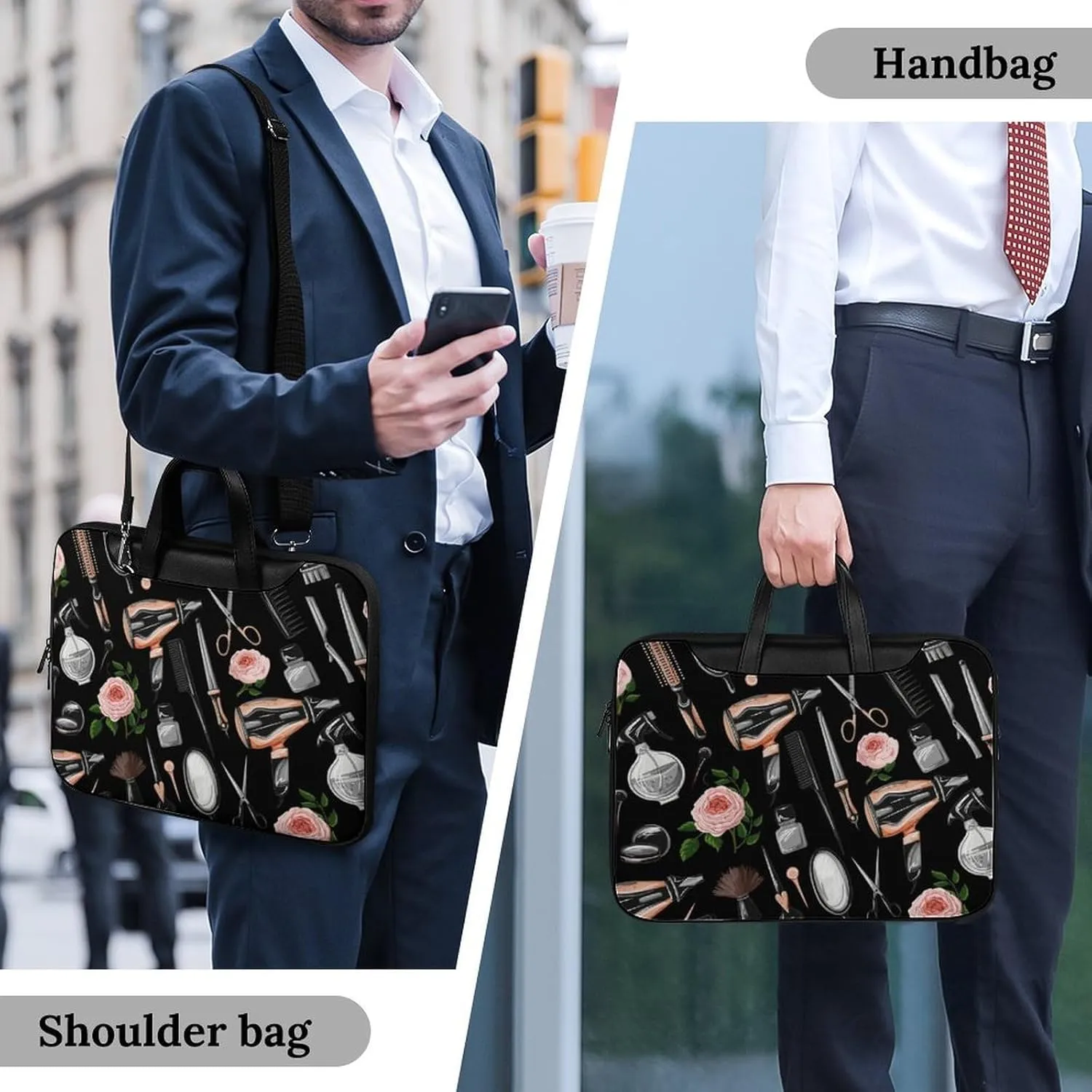 Cherry Blossom Branch Leather Computer Bag with Multiple Sizes to Choose From, Convenient to Carry