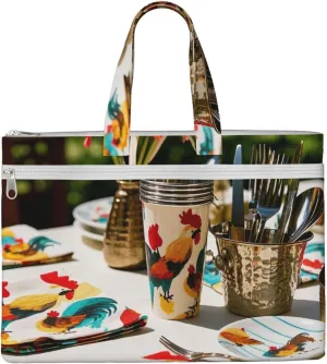 Chicken Print Print Men's and Women's Canvas Portable File Bags,Laptop Briefcase,Business Travel Office Bags