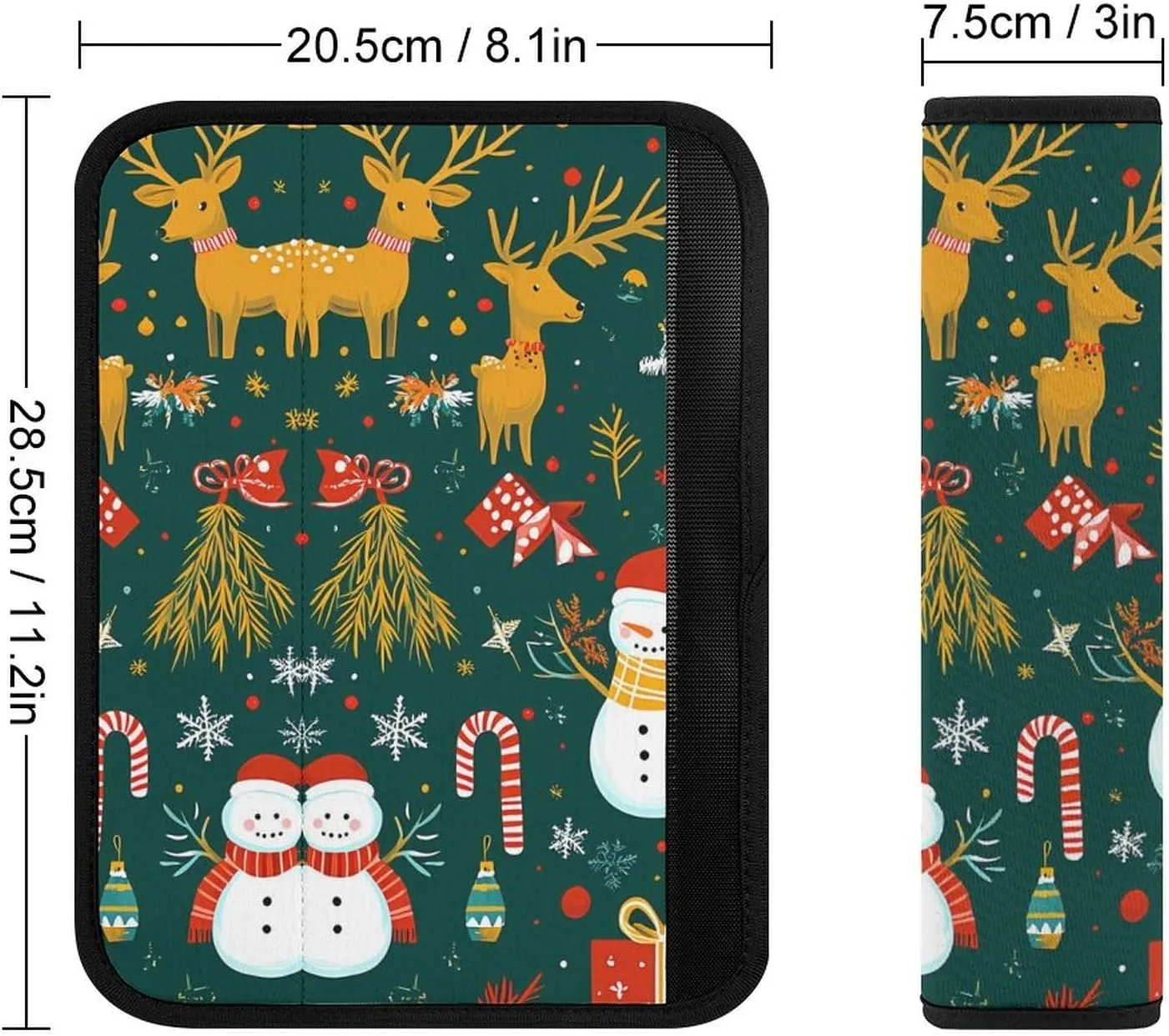 Christmas Reindeer Snowman Gift Fashion Car Seat Belt Cover Pad for Shoulder Bag Camera Soft Comfort Accessories 2PCS