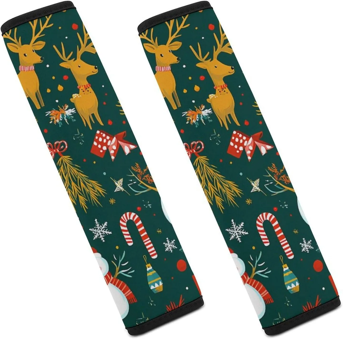 Christmas Reindeer Snowman Gift Fashion Car Seat Belt Cover Pad for Shoulder Bag Camera Soft Comfort Accessories 2PCS