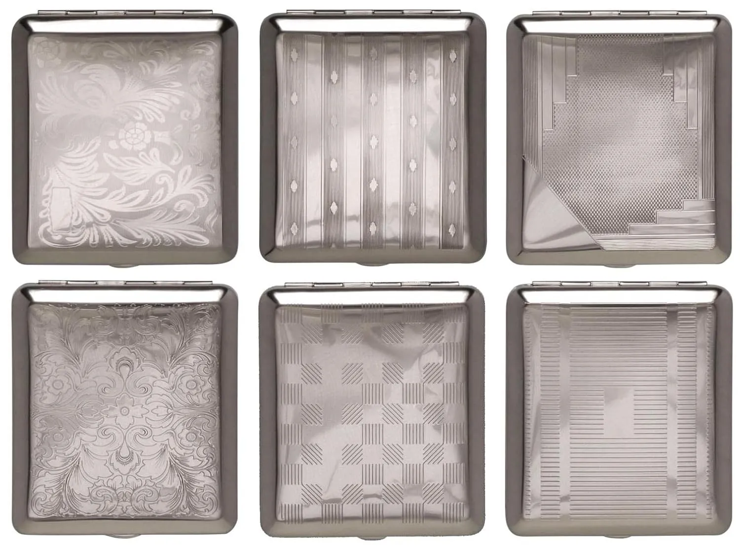 Cigarette Case 16 King Size / Chrome / Double Sided / Elastic Band / 6 Models (Model 6)