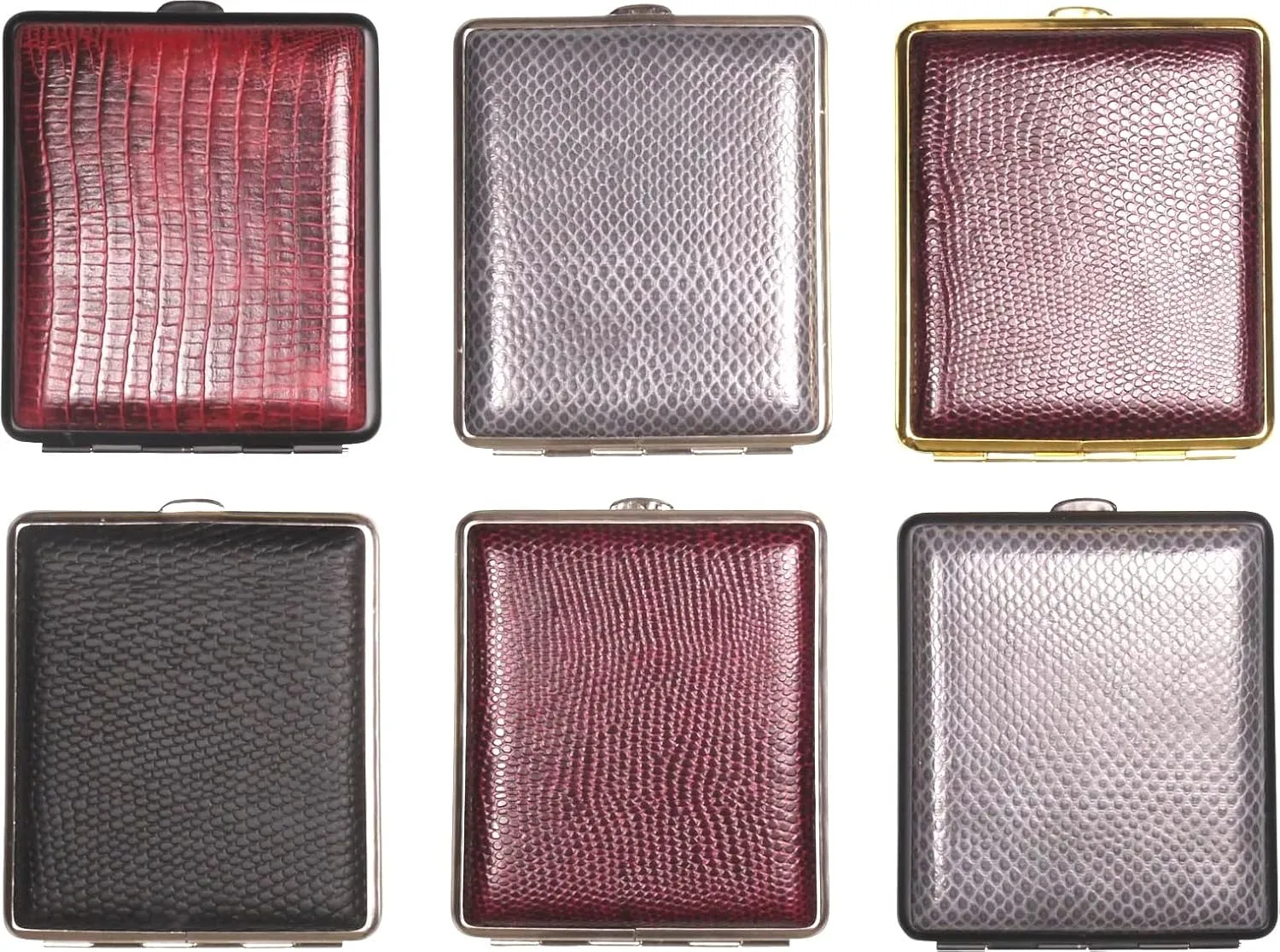 Cigarette Case 18 King Size / Metal Leather Look Lizard / 2 Sided / Elastic Band / Made in Germany / 6 Models (3)