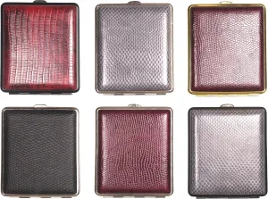 Cigarette Case 18 King Size / Metal Leather Look Lizard / 2 Sided / Elastic Band / Made in Germany / 6 Models (3)