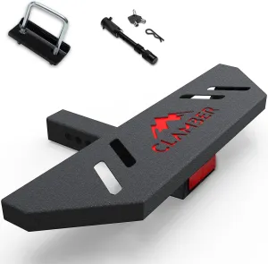 CLAMBER Hitch Step with 2 inch Receiver Rear Bumper Guard for Pickup Trucks Textured Black Heavy Duty Hitch Step Bar with U-Bolt Stabilizer and Hitch Lock