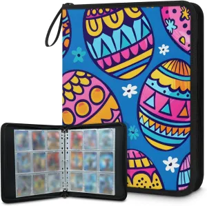 Colorful Easter 9 Pocket Card Binder,Double Sided Holds 900 Pocket,Waterproof Trading Card Binder Album Storage Protectors Gifts for Kids Collectors