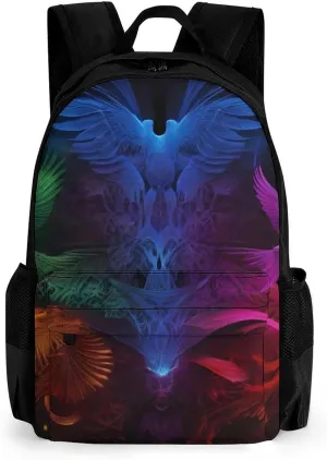 Colorful Fire Flame Phoenix Black Art Daypack Polyester Anti-Theft Multipurpose Bookbag Big Capacity Gym Outdoor Hiking Backpack With Adjustable Shoulder Straps