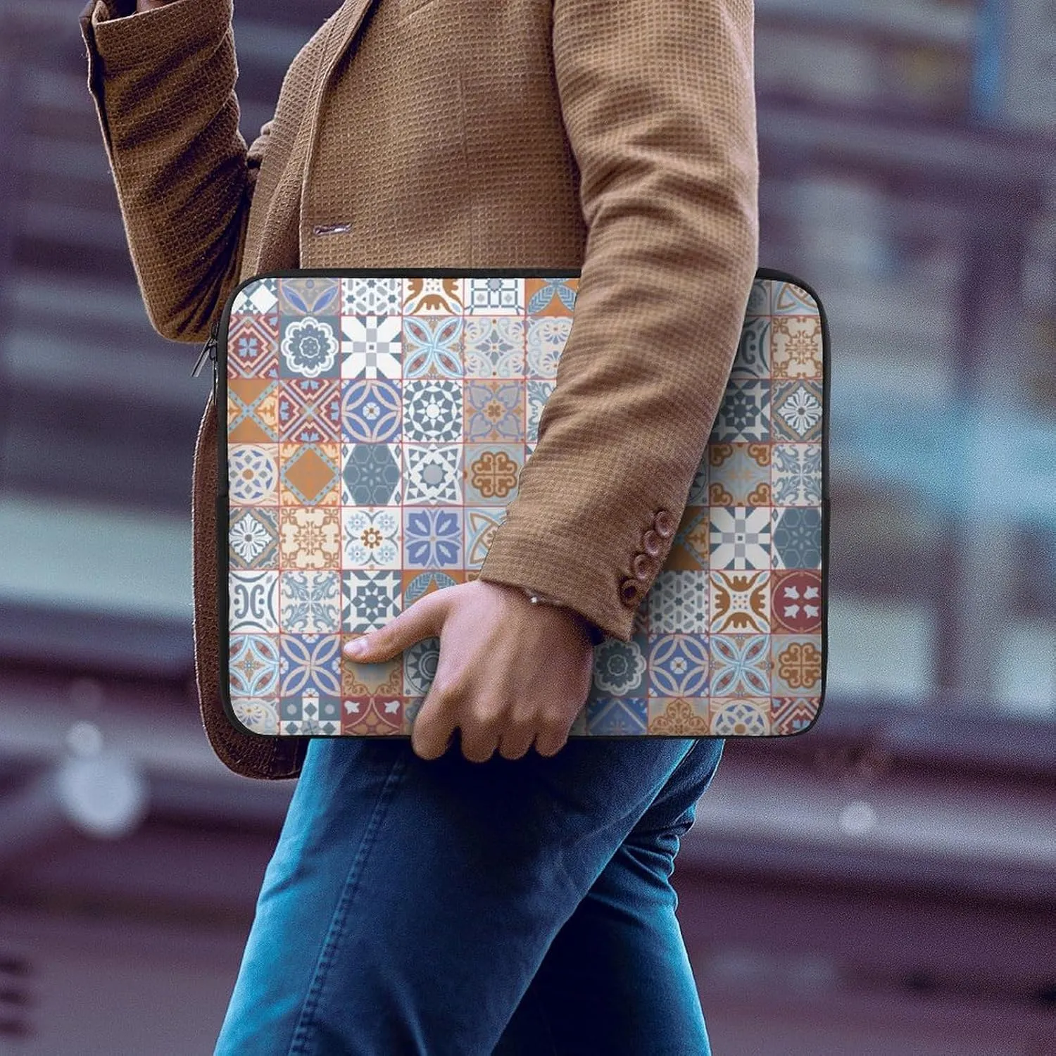 Colorful Moroccan Tile Laptop Bag Without Handheld, Large Capacity, Lightweight And Convenient