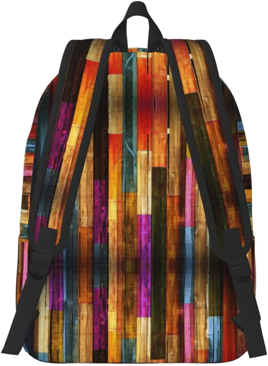 Colorful Wood print Duffel Bag, Lightweight Duffel Bag, Casual Backpack, 17.7 x 6.3 x 12.2 inches