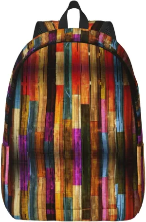 Colorful Wood print Duffel Bag, Lightweight Duffel Bag, Casual Backpack, 17.7 x 6.3 x 12.2 inches