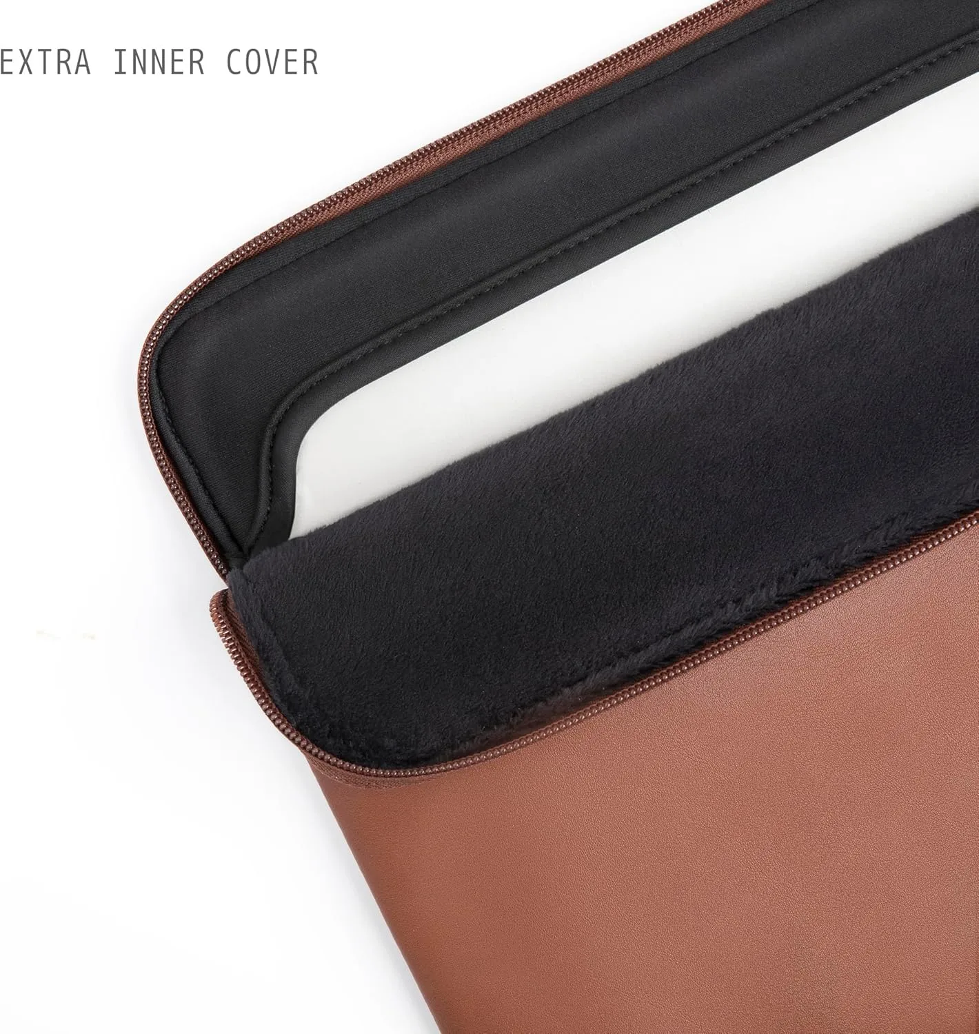 Comfyable Leather Laptop Sleeve with Accessory Pouch Compatible with 16 Inch MacBook Pro M4 2024 & 15 Inch MacBook Air M4 2025 A3241 M3 2024 A3114 (Loose Fit) M2 2023, Brown