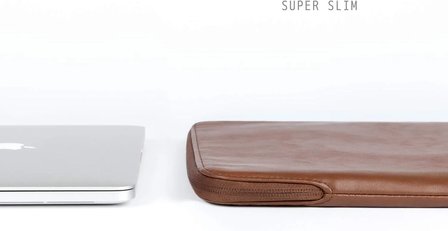 Comfyable Slim Protective Laptop Sleeve Compatible with 13/13.3/14 Inch MacBook Air & MacBook Pro, Mac Travel Case, Laptop Pouch, Slim PU Leather Cover M4/M3/M2/M1 2025-2021, Brown
