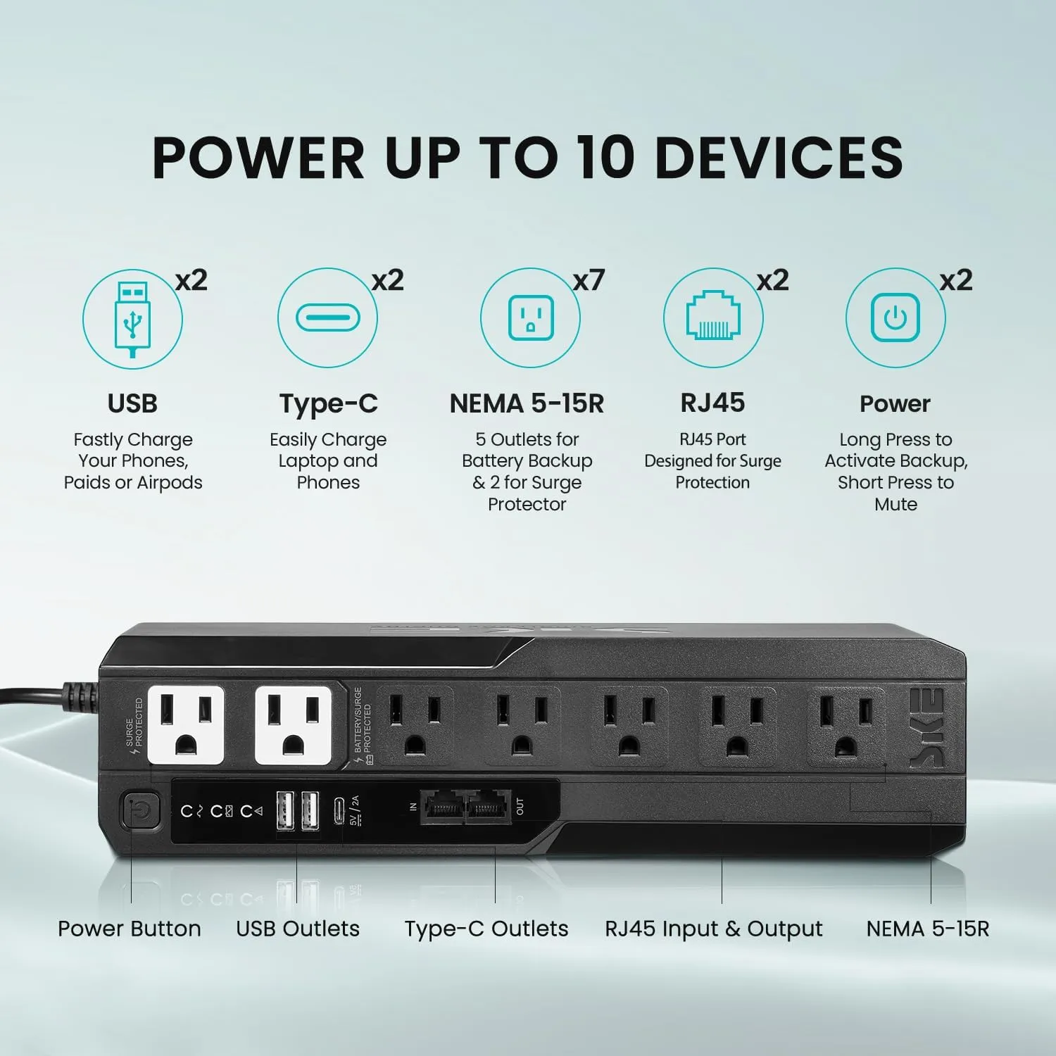 Compact Size 625VA/360W UPS Battery Backup & Surge Protector for Computer, Router, Modem & Network Devices
