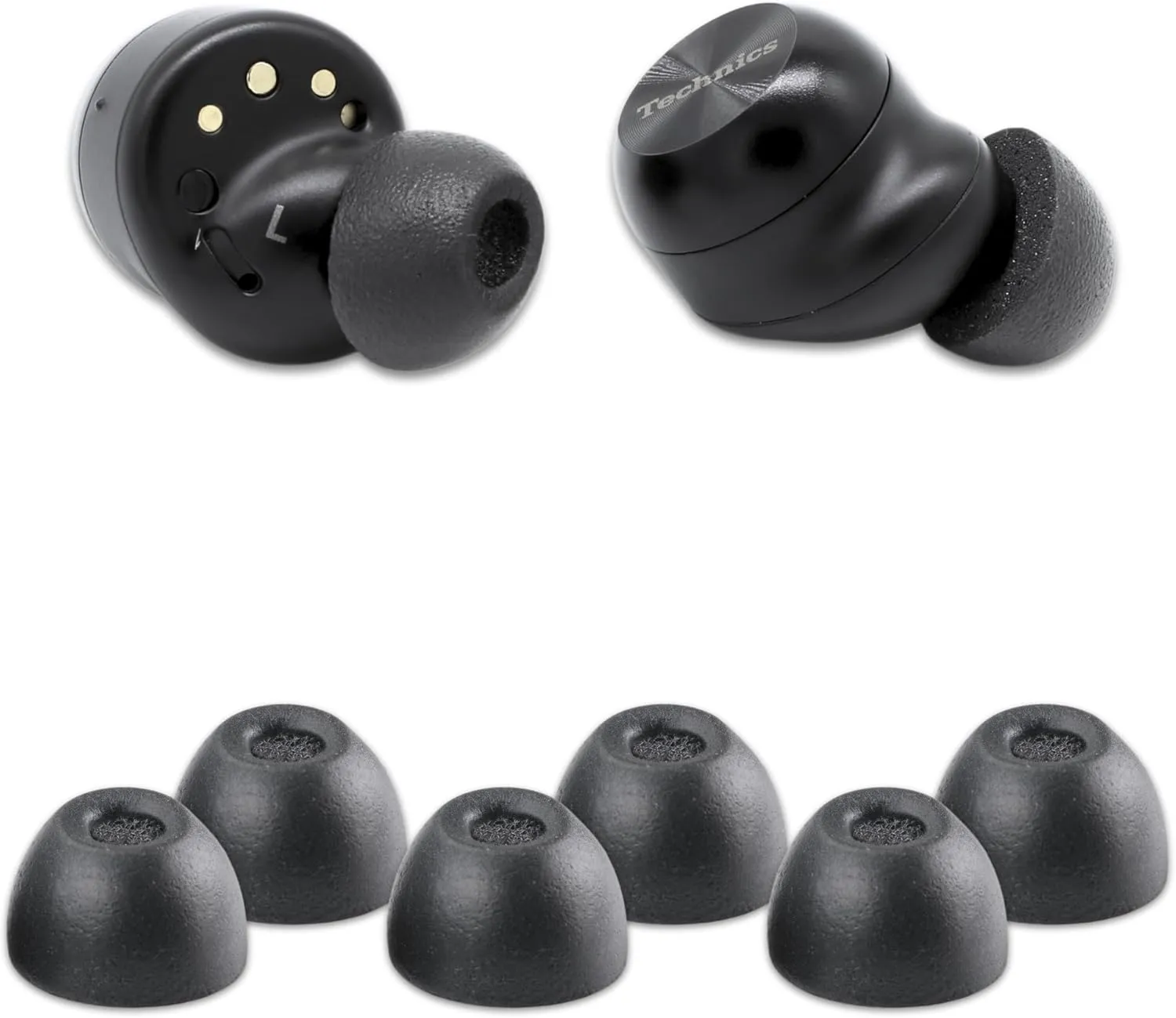 Comply TWo-220-C | Memory Foam Replacement Earbud Tips for Technics EAH-AZ100, Denon PerL Pro, Soundcore, CMF & More | Ultimate Comfort, Secure Fit, Superior Noise Isolation | Black, Medium (3 Pairs)