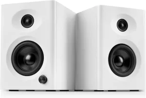 Computer Speakers for Desktop PC, 60W Powerful Sound with Deep Bass & Clear Treble – Compact Bookshelf Speakers for Home Office, Laptop, Music, Audiobooks (White, Pair)